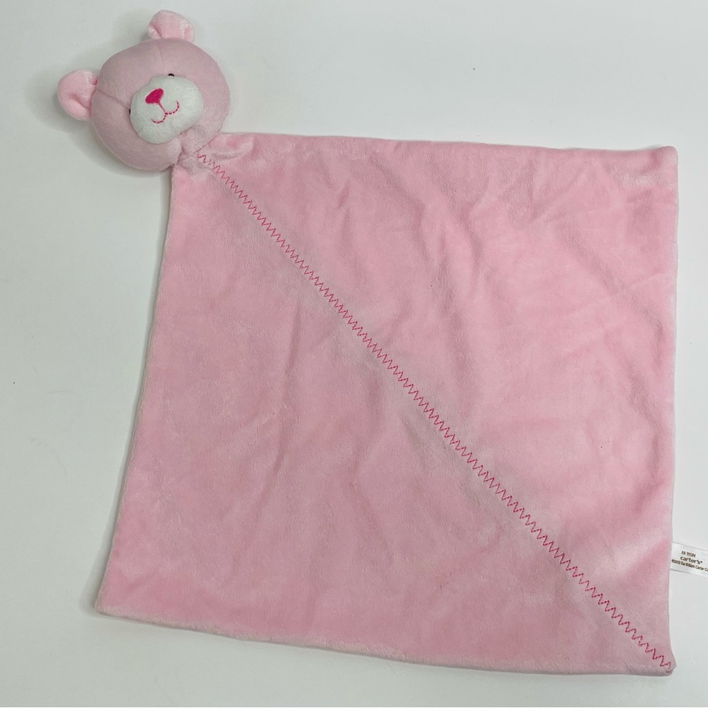 Carter’s Pink Teddy Bear Lovey Security Blanket Plush Stuffed Animal Toy Rare